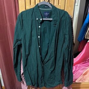 American Eagle Outfitters Dark Green Dot Lightweight Shirt Jacket